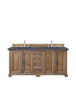 Providence 72" Double Vanity Cabinet, Driftwood, w/ 3 CM Charcoal Soapstone Quartz Top James Martin Vanities