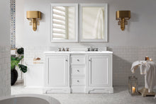 Load image into Gallery viewer, De Soto 60&quot; Double Vanity, Bright White w/ 3 CM Arctic Fall Solid Surface Top James Martin Vanities