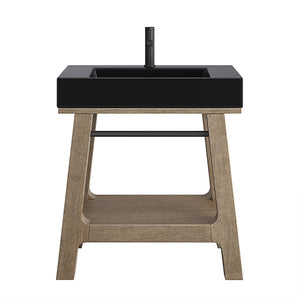 Auburn 31.5" Sink Console, Weathered Timber w/ Black Matte Mineral Composite Top James Martin Vanities