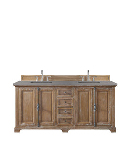 Providence 72" Double Vanity Cabinet, Driftwood, w/ 3 CM Grey Expo Quartz Top James Martin Vanities