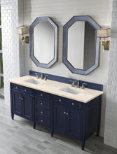 Load image into Gallery viewer, Brittany 72&quot; Victory Blue Double Vanity w/ 3 CM Eternal Marfil Quartz Top James Martin Vanities
