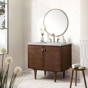 Bathroom Vanities Outlet Atlanta Renovate for LessAmberly 36" Single Vanity, Mid-Century Walnut w/ 3CM Eternal Jasmine Pearl Top