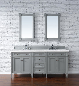 Brittany 72" Urban Gray Double Vanity w/ 3 CM Arctic Fall Solid Surface Top James Martin Vanities