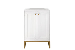Chianti 24" Single Vanity Cabinet, Glossy White, Radiant Gold James Martin Vanities