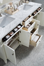 Load image into Gallery viewer, Brittany 72&quot; Bright White Double Vanity w/ 3 CM Carrara Marble Top James Martin Vanities
