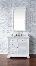 Load image into Gallery viewer, Savannah 36&quot; Single Vanity Cabinet, Bright White, w/ 3 CM Eternal Jasmine Pearl Quartz Top James Martin Vanities