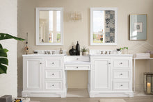 Load image into Gallery viewer, De Soto 94&quot; Double Vanity Set, Bright White w/ Makeup Table, 3 CM Arctic Fall Solid Surface Top James Martin Vanities