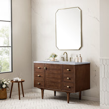 Load image into Gallery viewer, Bathroom Vanities Outlet Atlanta Renovate for LessAmberly 48&quot; Single Vanity, Mid-Century Walnut w/ 3CM Carrara Marble Top