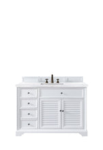 Load image into Gallery viewer, Savannah 48&quot; Bright White Single Vanity w/ 3 CM Arctic Fall Solid Surface Top James Martin Vanities