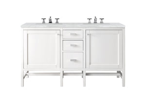Addison 60" Double Vanity Cabinet, Glossy White, w/ 3 CM Arctic Fall Solid Surface Countertop James Martin Vanities