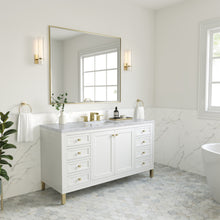 Load image into Gallery viewer, Chicago 60&quot; Single Vanity, Glossy White w/ 3CM Carrara Marble Top James Martin Vanities