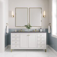 Load image into Gallery viewer, Chicago 60&quot; Double Vanity, Glossy White w/ 3CM Grey Expo Top James Martin Vanities