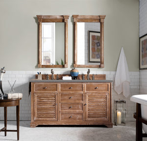 Savannah 60" Double Vanity Cabinet, Driftwood, w/ 3 CM Grey Expo Quartz Top James Martin Vanities