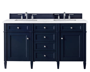 Brittany 60" Victory Blue Double Vanity w/ 3 CM Arctic Fall Solid Surface Top James Martin Vanities