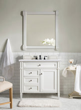 Load image into Gallery viewer, Brittany 36&quot; Bright White Single Vanity w/ 3 CM Arctic Fall Solid Surface Top James Martin Vanities