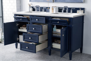 Bathroom Vanities Outlet Atlanta Renovate for LessBrittany 60" Victory Blue Double Vanity w/ 3 CM Arctic Fall Solid Surface Top