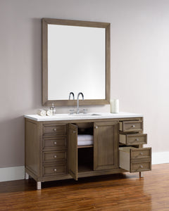Bathroom Vanities Outlet Atlanta Renovate for LessChicago 60" Single Vanity, Whitewashed Walnut w/ 3 CM Arctic Fall Solid Surface Top