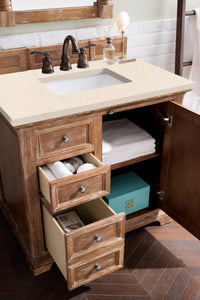 Bathroom Vanities Outlet Atlanta Renovate for LessProvidence 36" Single Vanity Cabinet, Driftwood, w/ 3 CM Eternal Marfil Quartz Top
