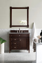 Load image into Gallery viewer, Brittany 36&quot; Burnished Mahogany Single Vanity w/ 3 CM Grey Expo Quartz Top James Martin Vanities