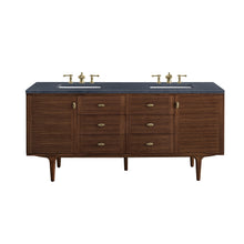 Load image into Gallery viewer, Amberly 72&quot; Double Vanity, Mid-Century Walnut w/ 3CM Charcoal Soapstone Top James Martin Vanities
