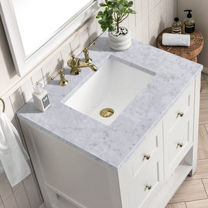 Bathroom Vanities Outlet Atlanta Renovate for LessBreckenridge 30" Single Vanity, Bright White w/ 3CM Carrara Marble Top