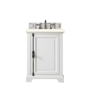 Providence 26" Single Vanity Cabinet, Bright White, w/ 3 CM Eternal Marfil Quartz Top James Martin Vanities