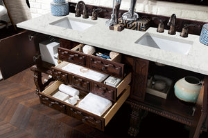 Bathroom Vanities Outlet Atlanta Renovate for LessBalmoral 72" Double Vanity Cabinet, Antique Walnut, w/ 3 CM Eternal Jasmine Pearl Quartz Top