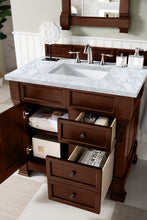 Load image into Gallery viewer, Bathroom Vanities Outlet Atlanta Renovate for LessBrookfield 36&quot; Single Vanity, Warm Cherry w/ 3 CM Carrara Marble Top