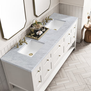Bathroom Vanities Outlet Atlanta Renovate for LessBreckenridge 72" Double Vanity, Bright White w/ 3CM Carrara Marble Top