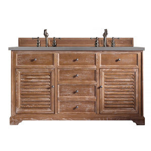 Savannah 60" Double Vanity Cabinet, Driftwood, w/ 3 CM Grey Expo Quartz Top James Martin Vanities
