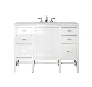 Addison 48" Single Vanity Cabinet, Glossy White, w/ 3 CM Arctic Fall Solid Surface Countertop James Martin Vanities