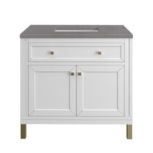 Load image into Gallery viewer, Chicago 36&quot; Single Vanity, Glossy White w/ 3CM Grey Expo Top James Martin Vanities