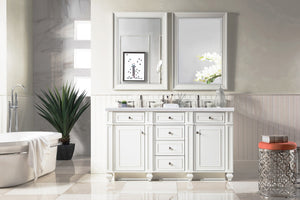 Bristol 60" Double Vanity, Bright White, w/ 3 CM Arctic Fall Solid Surface Top James Martin Vanities