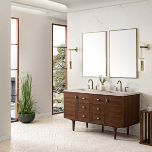 Bathroom Vanities Outlet Atlanta Renovate for LessAmberly 60" Double Vanity, Mid-Century Walnut w/ 3CM Eternal Marfil Top