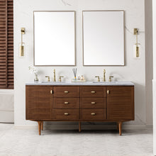 Load image into Gallery viewer, Amberly 72&quot; Double Vanity, Mid-Century Walnut w/ 3CM Arctic Fall Top James Martin Vanities