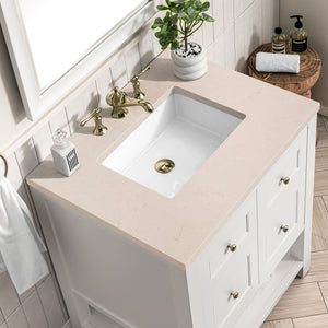 Bathroom Vanities Outlet Atlanta Renovate for LessBreckenridge 30" Single Vanity, Bright White w/ 3CM Eternal Marfil Top