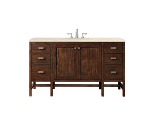 Addison 60" Single Vanity Cabinet , Mid Century Acacia, w/ 3 CM Eternal Marfil Quartz Top James Martin Vanities