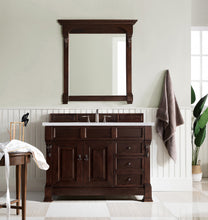 Load image into Gallery viewer, Brookfield 48&quot; Single Vanity, Burnished Mahogany w/ 3 CM Arctic Fall Solid Surface Top James Martin Vanities