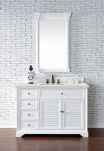 Load image into Gallery viewer, Savannah 48&quot; Single Vanity Cabinet, Bright White, w/ 3 CM Eternal Jasmine Pearl Quartz Top James Martin Vanities