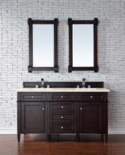 Load image into Gallery viewer, Brittany 60&quot; Burnished Mahogany Double Vanity w/ 3 CM Eternal Marfil Quartz Top James Martin Vanities