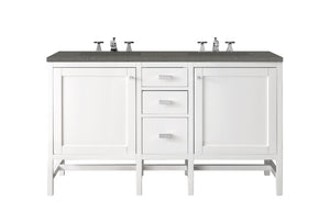 Addison 60" Double Vanity Cabinet, Glossy White, w/ 3 CM Grey Expo Quartz Top James Martin Vanities