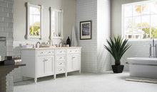 Load image into Gallery viewer, Brittany 72&quot; Bright White Double Vanity w/ 3 CM Eternal Marfil Quartz Top James Martin Vanities
