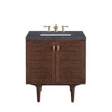 Load image into Gallery viewer, Amberly 30&quot; Single Vanity, Mid-Century Walnut w/ 3CM Charcoal Soapstone Top James Martin Vanities
