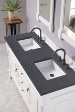 Load image into Gallery viewer, Brookfield 60&quot; Double Vanity, Bright White w/ 3 CM Charcoal Soapstone Quartz Top James Martin Vanities