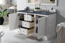 Load image into Gallery viewer, Bathroom Vanities Outlet Atlanta Renovate for LessDe Soto 60&quot; Double Vanity, Bright White w/ 3 CM Charcoal Soapstone Quartz Top