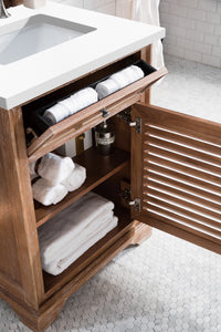 Bathroom Vanities Outlet Atlanta Renovate for LessSavannah 26" Single Vanity Cabinet, Driftwood, w/ 3 CM Classic White Quartz Top