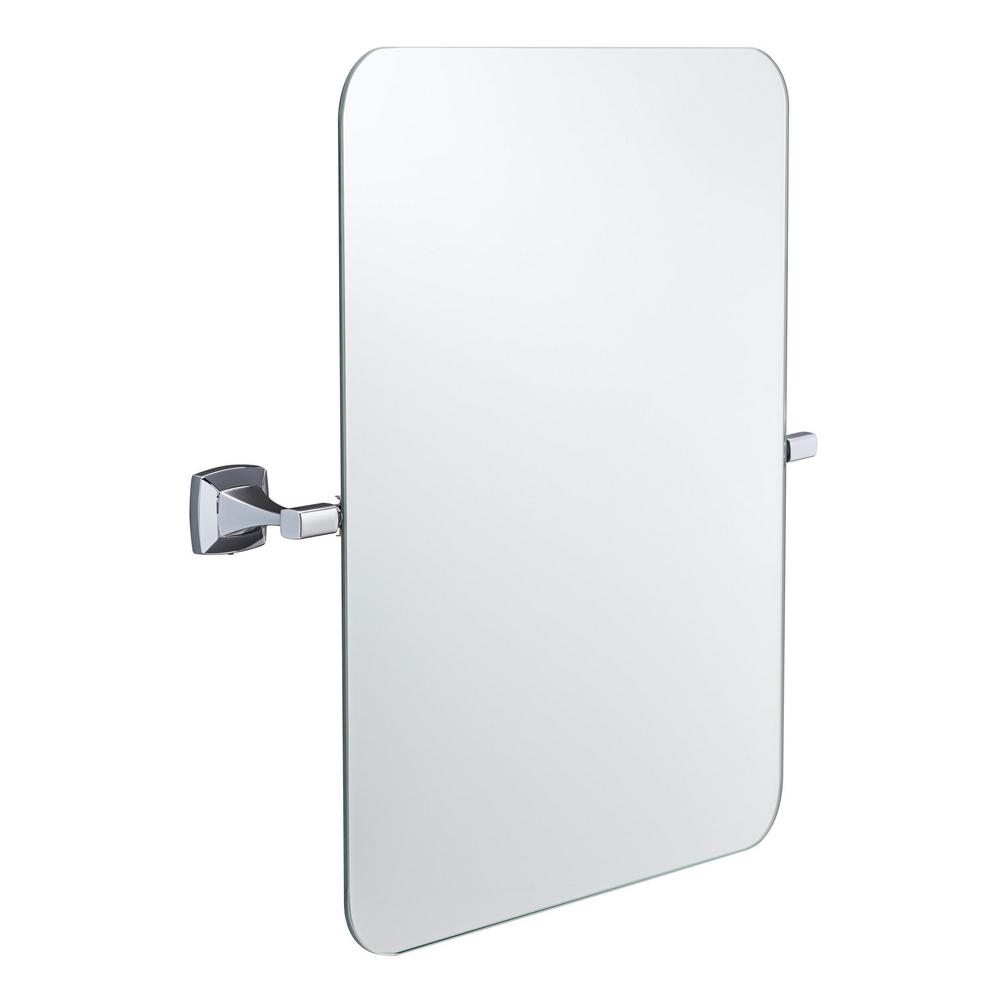 Portwood 26 in. W x 23 in. H Single Tilt Mirror in Chrome, Polished Chrome Delta