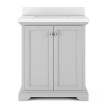 Load image into Gallery viewer, 30&quot; Portage Vanity in Dove Gray with Pure White Quartz Top Thomasville