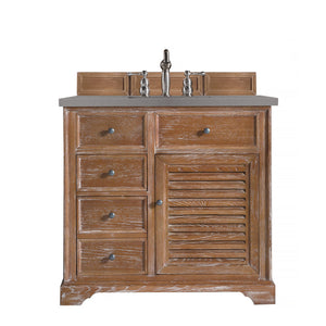 Savannah 36" Single Vanity Cabinet, Driftwood, w/ 3 CM Grey Expo Quartz Top James Martin Vanities