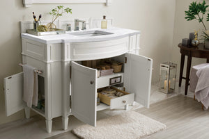 Brittany 46" Single Vanity, Bright White w/ 3 CM Arctic Fall Solid Surface Top James Martin Vanities
